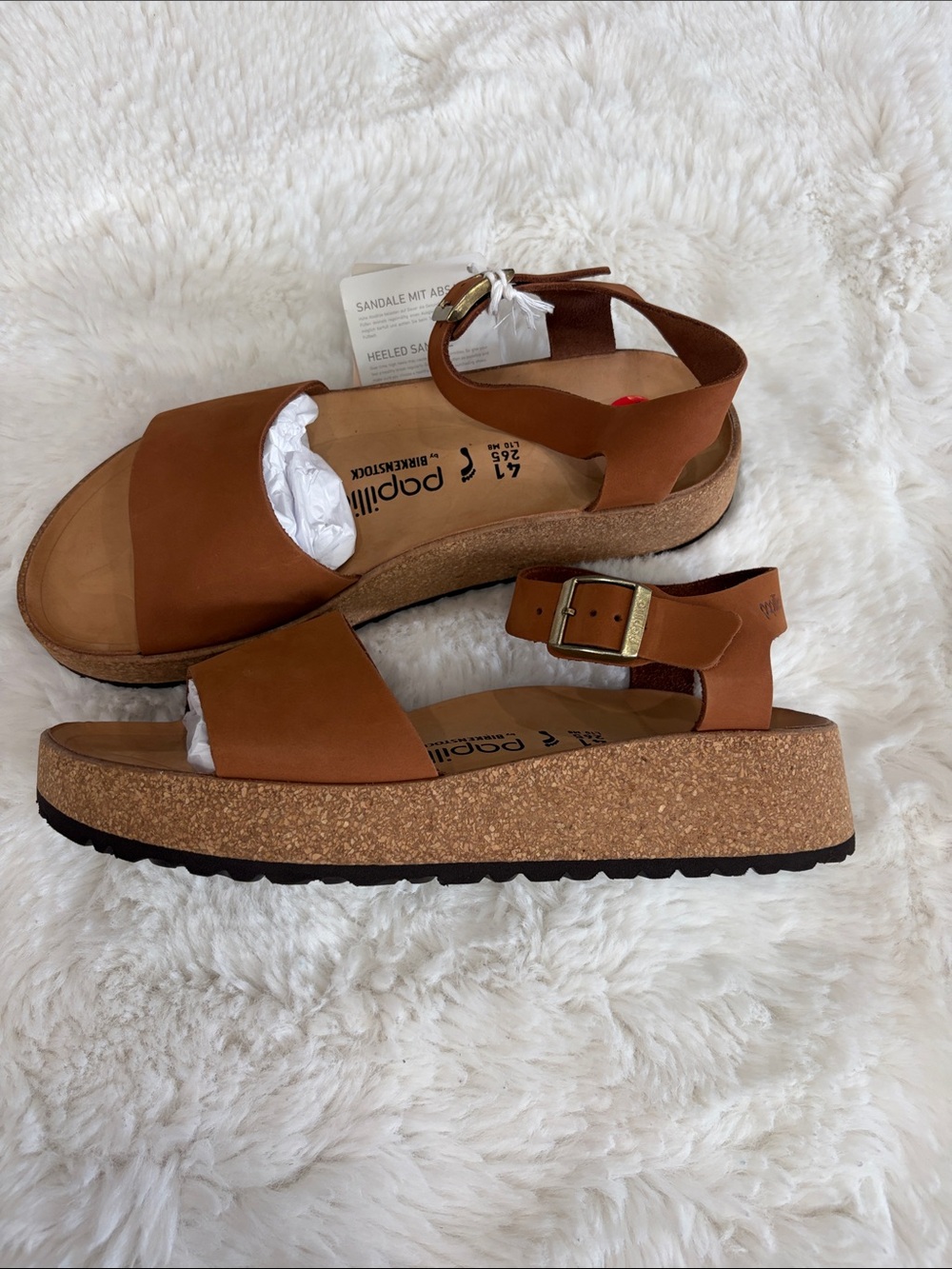 Papillio by Birkenstock,Size 10,Women's Tan Leather Ankle-Strap Sandals - Picture 16 of 17